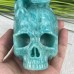 Amazing Gemstone Amazonite Carved Crystal Skull With Chameleon Sculpture