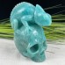 Amazing Gemstone Amazonite Carved Crystal Skull With Chameleon Sculpture