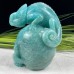 Amazing Gemstone Amazonite Carved Crystal Skull With Chameleon Sculpture