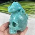 Amazing Gemstone Amazonite Carved Crystal Skull With Chameleon Sculpture