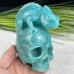 Amazing Gemstone Amazonite Carved Crystal Skull With Chameleon Sculpture