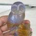 DO-Chalcedony Jasepr Carved Crystal Owl with Books, Cute Crystal Owl Statue