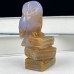 DO-Chalcedony Jasepr Carved Crystal Owl with Books, Cute Crystal Owl Statue