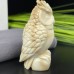 DO-Ivory Jade Carved Crystal Owl, Natural Ivory & Brown Color Carved Crystal Owl Statue