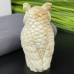 DO-Ivory Jade Carved Crystal Owl, Natural Ivory & Brown Color Carved Crystal Owl Statue