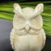 DO-Ivory Jade Carved Crystal Owl, Natural Ivory & Brown Color Carved Crystal Owl Statue