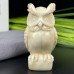 DO-Ivory Jade Carved Crystal Owl, Natural Ivory & Brown Color Carved Crystal Owl Statue