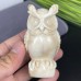 DO-Ivory Jade Carved Crystal Owl, Natural Ivory & Brown Color Carved Crystal Owl Statue