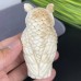 DO-Ivory Jade Carved Crystal Owl, Natural Ivory & Brown Color Carved Crystal Owl Statue