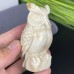 DO-Ivory Jade Carved Crystal Owl, Natural Ivory & Brown Color Carved Crystal Owl Statue