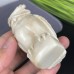 DO-Ivory Jade Carved Crystal Owl, Natural Ivory & Brown Color Carved Crystal Owl Statue