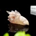 3" Phoenix Bird Head Skull Sakura Agate Carved Natural Crystal Statue Quartz