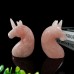 4" Unicorn Horse Head Skull Rose Quartz Carved Natural Crystal Status