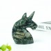 4" Unicorn Horse Head Skull Nine Dragon Jade Carved Natural Crystal Status