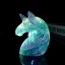 4" Unicorn Horse Head Skull Green Fluorite Carved Natural Crystal Status Quartz