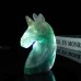 4" Unicorn Horse Head Skull Green Fluorite Carved Natural Crystal Status Quartz