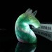 4" Unicorn Horse Head Skull Green Fluorite Carved Natural Crystal Status Quartz