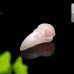 2.5" Ravens Skull Carved Rose Quartz Stone Natural Crystal Statue Chakra Healing