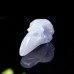 3.5" Ravens Skull Carved Blue Chalcedony Natural Crystal Statue Chakra Healing