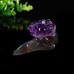 2.75" Ravens Realistic Skull Head Hand Carved Amethyst Quartz Geode Druse Clust Natural Crystal