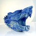 10" Head of Wolf Hand Carvings Blue Aventurine Natural Crystal Statue Ornaments